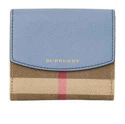 Burberry Coin Holder Wallet, Canvas/Leather, Brown/Blue, MII, 3*
